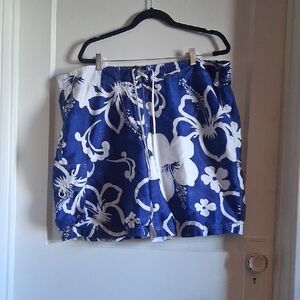 Blue Floral Men's Swim Trunks